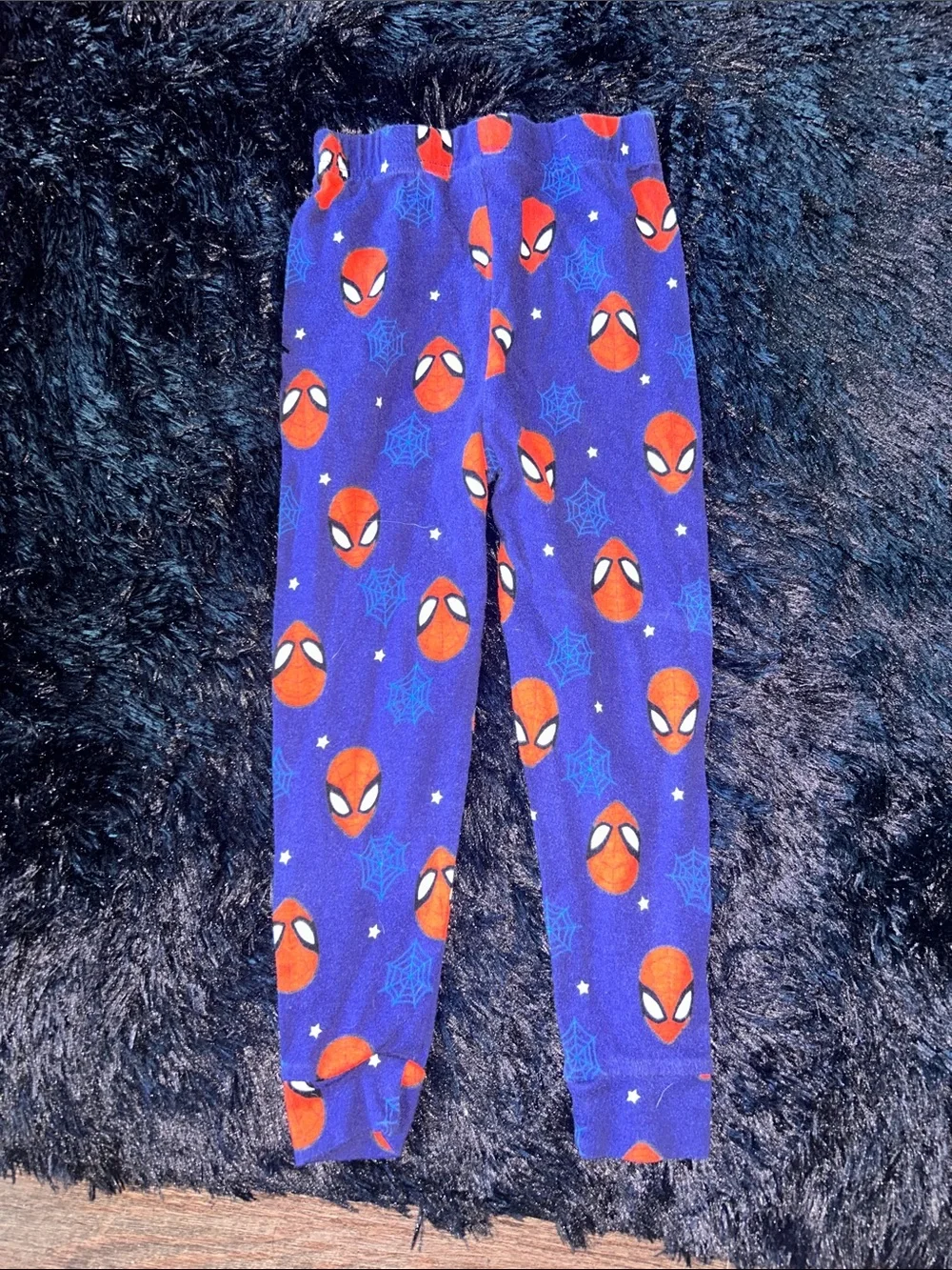 Kids Purple Spider-Print Fleece Pajama Bottoms with Red Accents